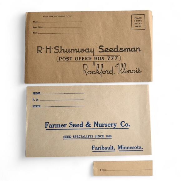 Seed Company Advertising 5 Envelopes HW Buckbee RH Shumway‎ Farmer Seed Vintage - Picture 2 of 5